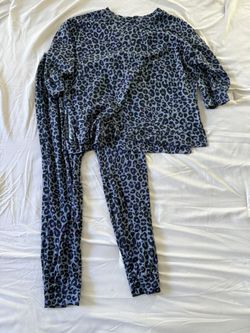 Simply Vera Vera Wang Grey/Purple Leopard Print 2-Piece Lounge Set - Size S
