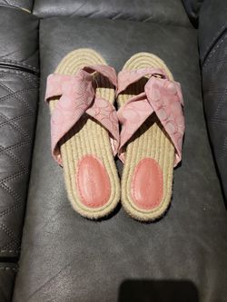 Coach Pink Espadrille Slip On Sandals New Size 10