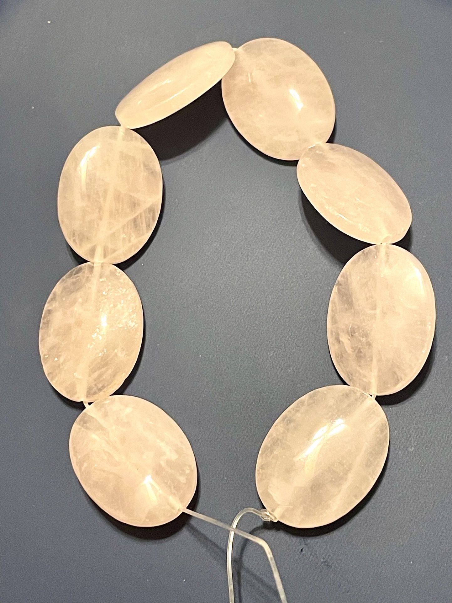 Lot Of 8 Oval Rose Quartz Beads