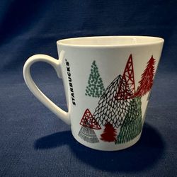 Starbucks Coffee Christmas Pine Tree Holiday Winter Mug Cup Red Green