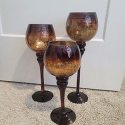 3 Piece Glass Table Top Candle Holders