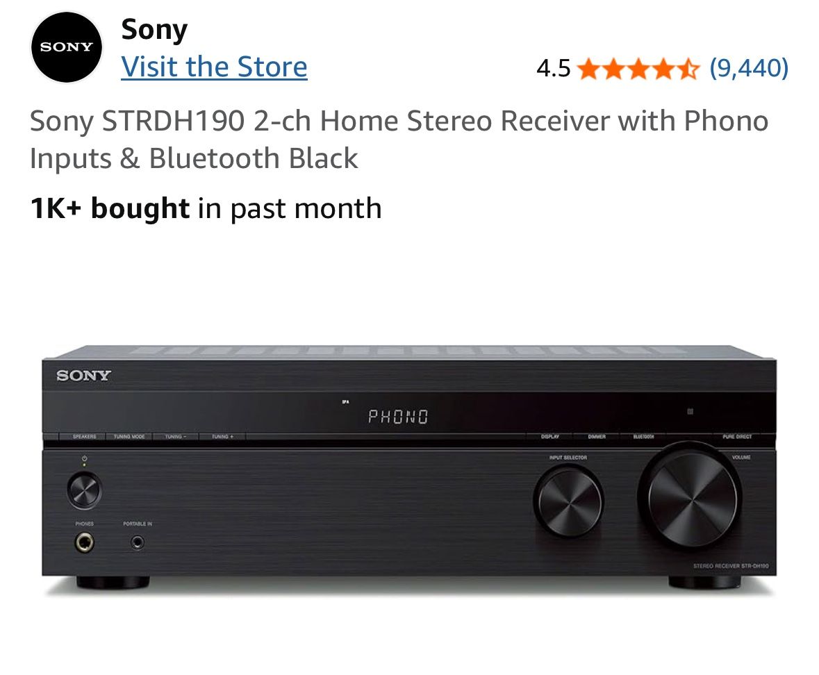 Sony STR DH190 Stereo Receiver -Bluetooth enabled