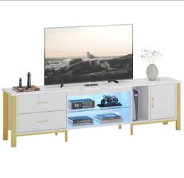 Modern White & Gold TV Stand