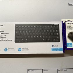 Targus brand wireless keyboard and mouse Bluetooth Compatible, battery