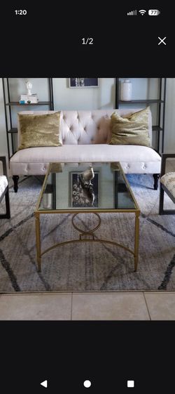 Mirror coffee table, gold