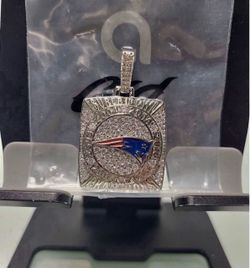 New England Patriots Championship Pendant - Iced White Gold By GLD SHOP NFL