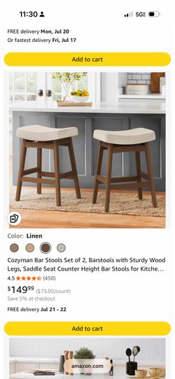 NEW Lue Bona Beige Wood Bar Cushion Stools