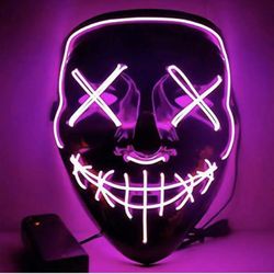 Halloween LED Glow Mask 3 Modes EL Wire Light Up The Purge Movie Costume Party