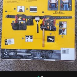Brand New Box CAT Caterpillar Multi-Purpose 19 Pocket Work Tool Belt Gift Carpenter Roofer Roofing Framer Electrical Electrician Handyman HANDY MAN