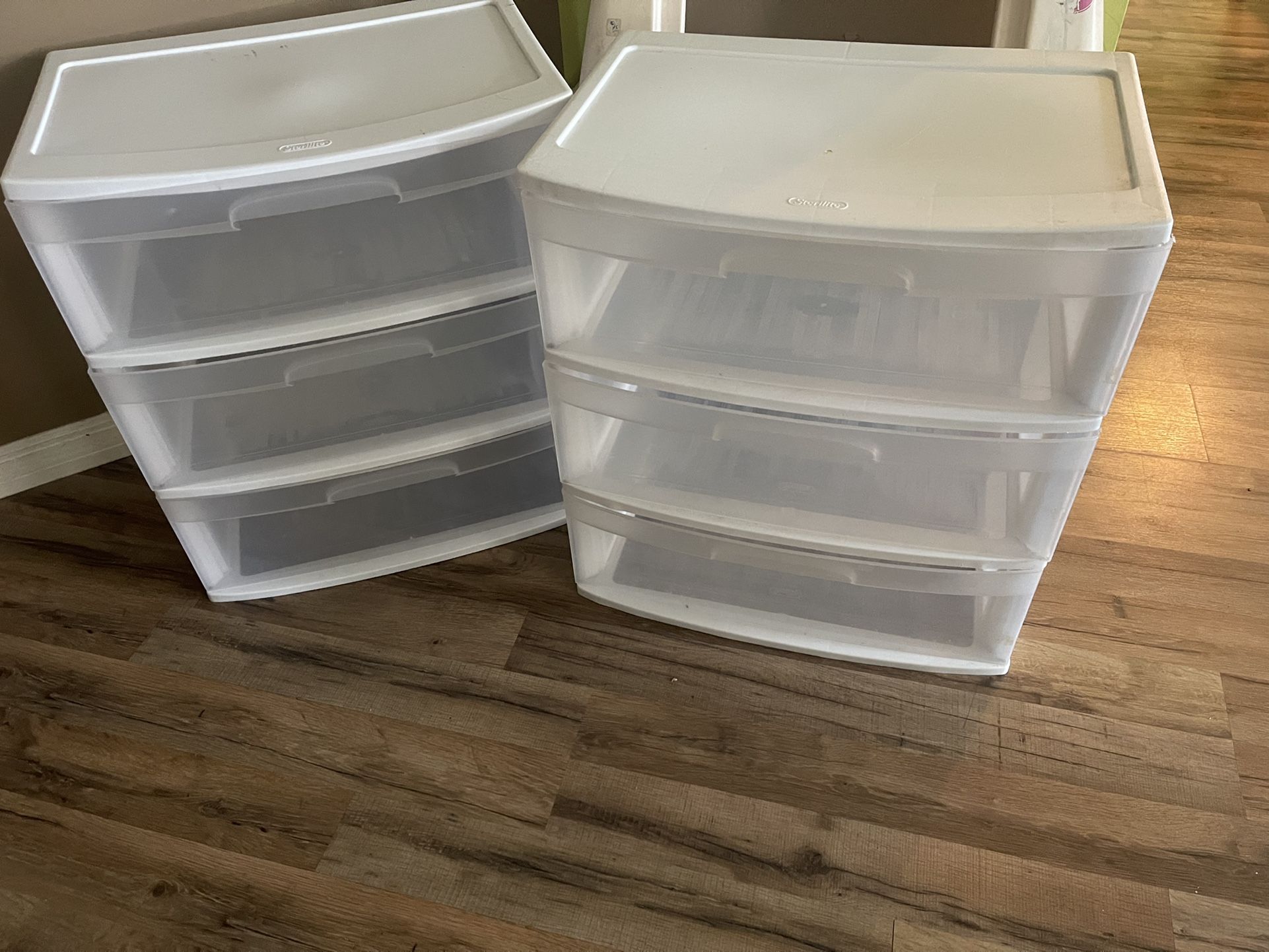 White plastic drawers