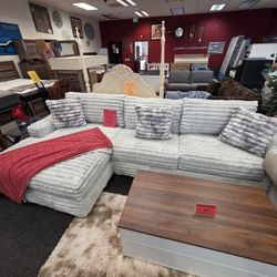 Gray Fabric Sectional Chaise Set  All Made In USA 🇺🇸 