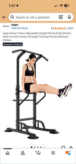 soges Power Tower Adjustable Height Pull Up & Dip Station