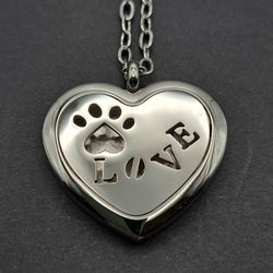 New Heart Locket Necklace With Paw And Love