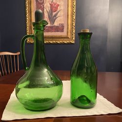 Vintage Green Glass Bottles