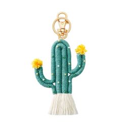 Hand-woven Saguaro Keychain Charm Plant Cotton Thread 