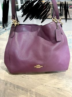 Coach Edie Pebbled Leather Shoulder Bag In Plum