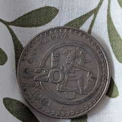 1981 Mexico 20 Peso Maya Coin