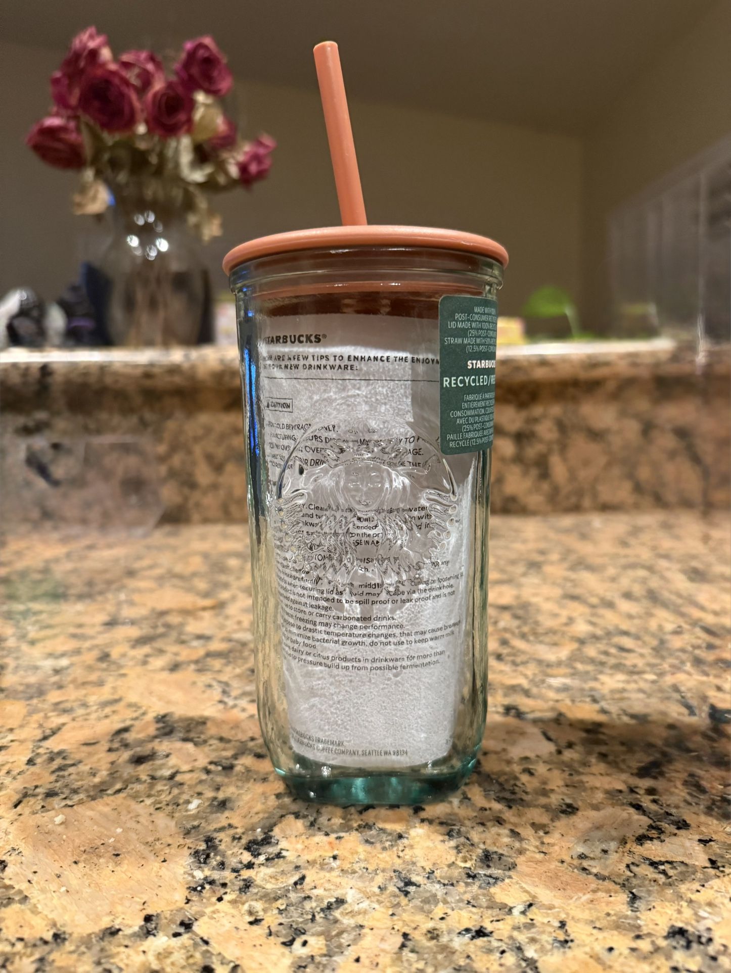 Terracotta Starbucks glass cup