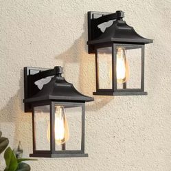 LNC Classic Black Outdoor Wall Lantern Sconce 1-Light Hardwired (2-Pack )