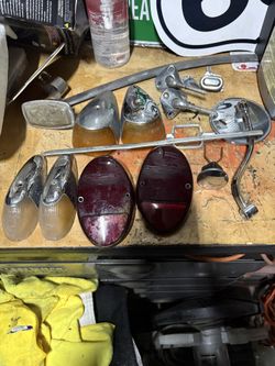 Vw lights and parts, vintage cans and also a free box of misc vw parts