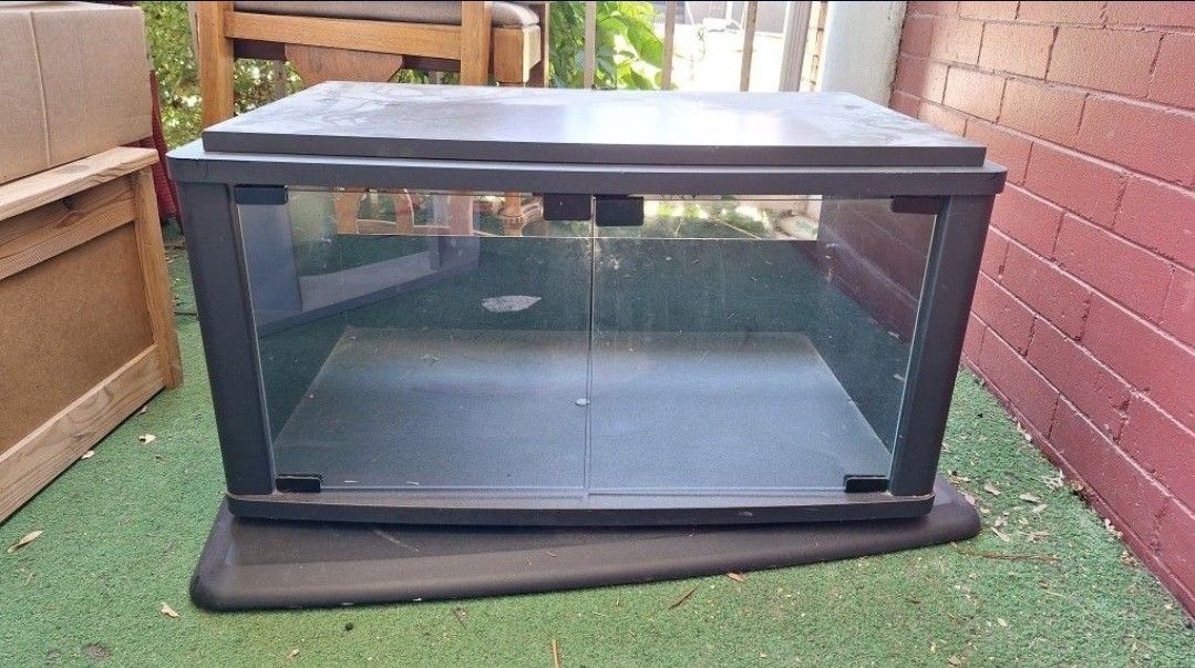 Pivots Entertainment Center Glass Cabinet