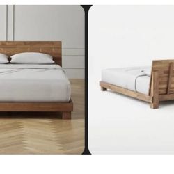 CB2 Dondra Wood Teak Platform Bed Frame- Queen