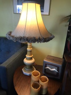 Vintage 1950’s Large Table Lamp and Fringe Shade