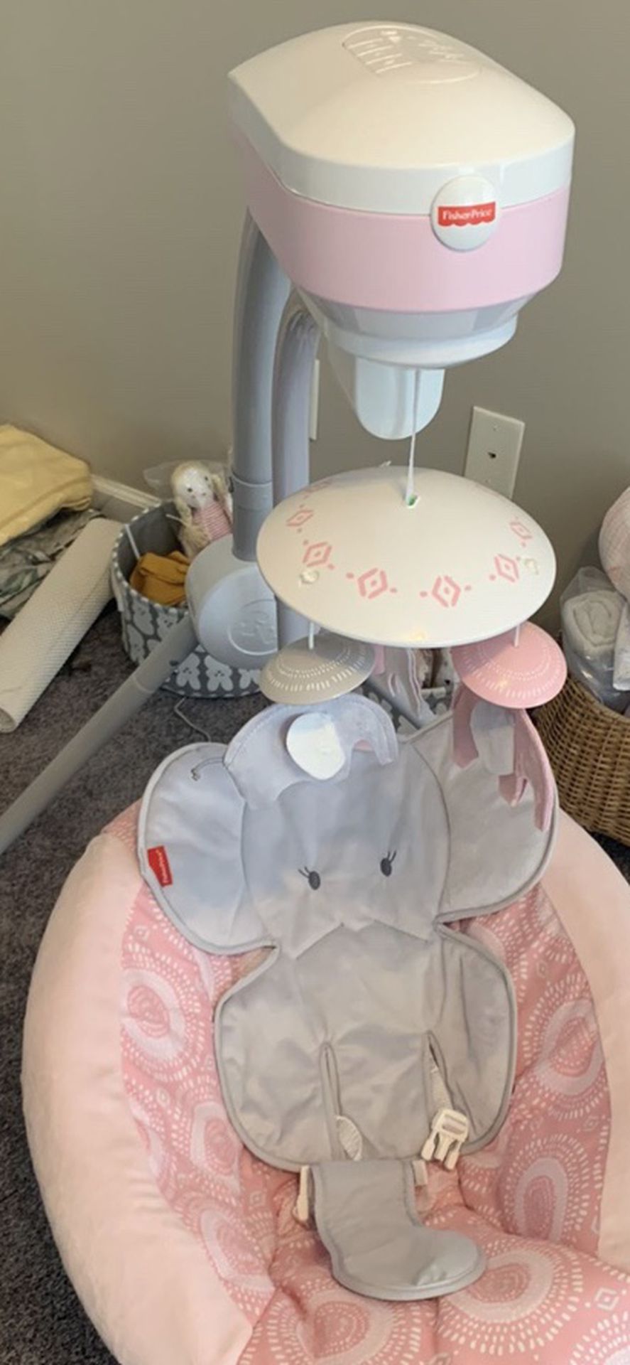 Fisher Price Pink Elephant Cradle And Swing!