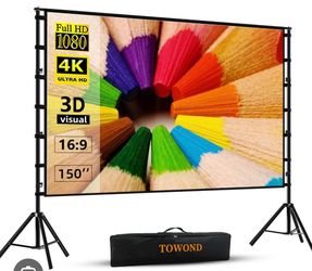 TOWOND 150” Portable Projector Screen & Stand