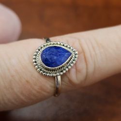 Natural Sapphire Teardrop Ring