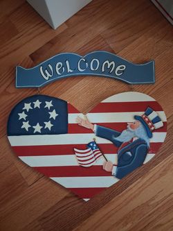Patriotic hand-painted  Wood Wall hanging