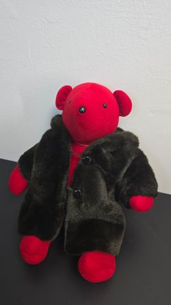 Vintage 1993 Lauren Bearrell North American Bear Co. Plush Bear Faux Fur Coat