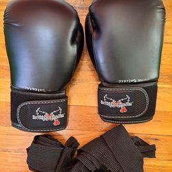 Century Unisex Adult MMA Boxing Gloves + Elastic Wrist Straps -12Oz- Like NEW!