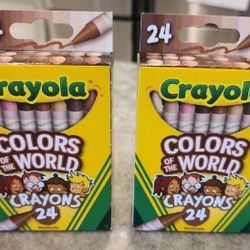 Lot 2-Crayola Color of the World 24-Pack Crayons Multicultural Skin Tones BRAND 