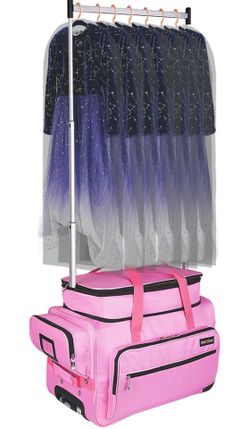 Dance Bag with Garment Rack,23inch Dance Competition Garment Bags with Clothes Rack,Suitcase,Rolling Duffle for Travel, Wheeled Drop-Bottom Upright Lu