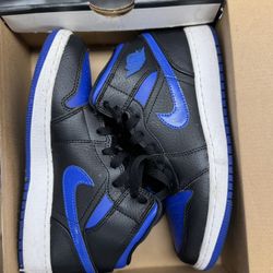 Nike Air Jordan 1 Mid Black Royal Blue Youth Sneakers US 5Y