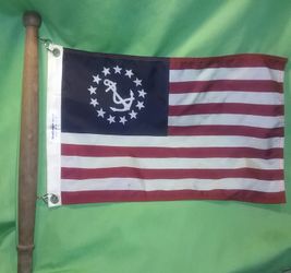 VINTAGE CHRIS CRAFT BOAT FLAG ON TEAK POLE