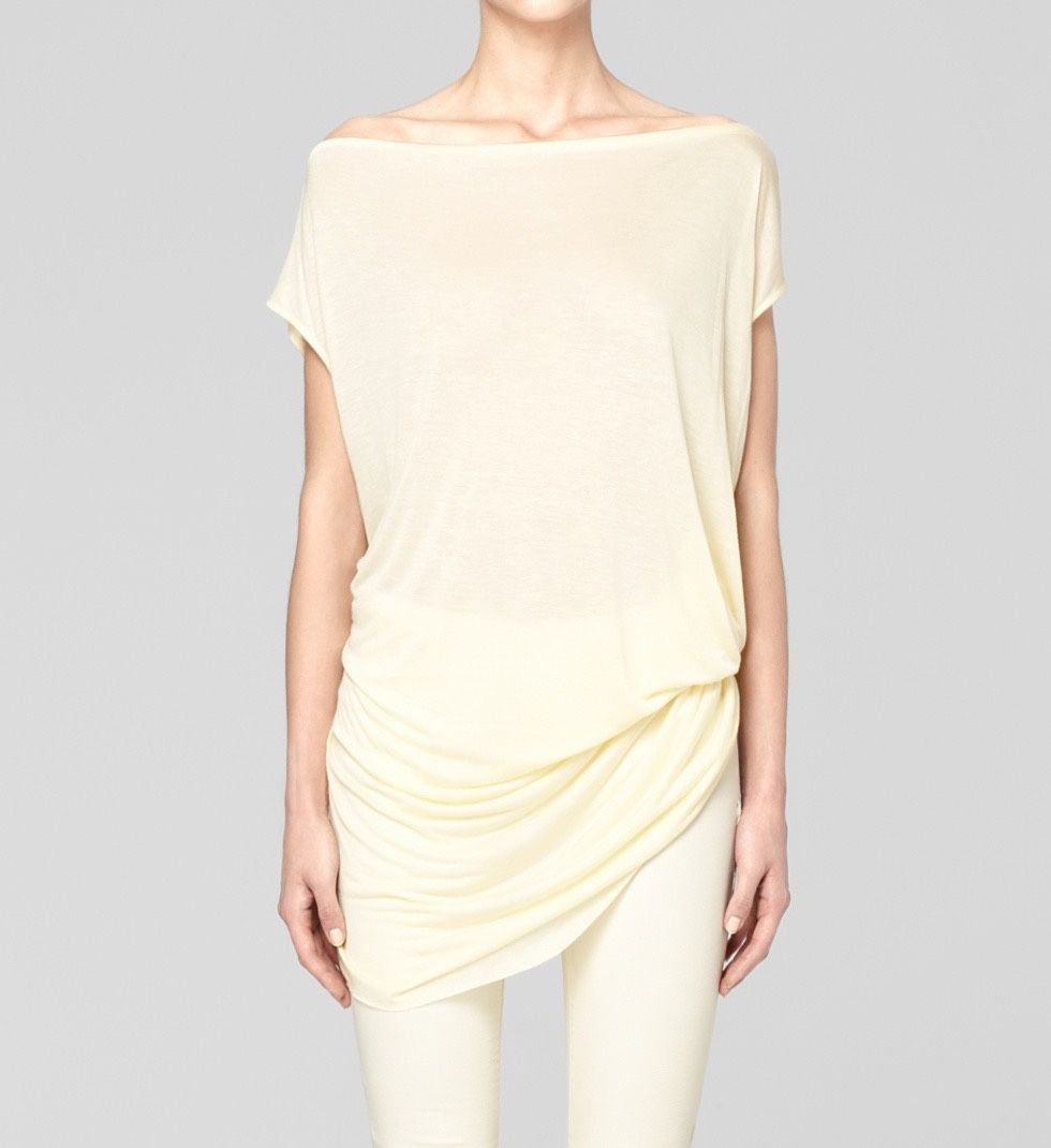 Helmut Lang slack jersey micro modal post-it yellow top blouse size P XS