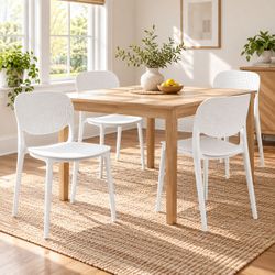 White Indoor Outdoor Dining Chairs - Set of 4 - New
