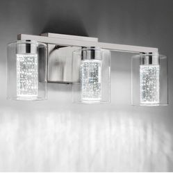 3-Light Brushed Nickel Vanity Light with 3 Color Modes 
