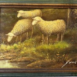 Sheep By The Pasture Oil Painting