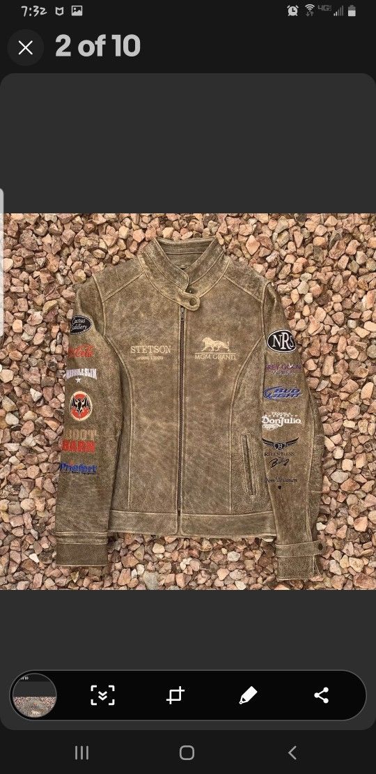 Women’s Roper MGM Grand PRCA Rodeo NFR Qualifier Leather Jacket Embroidered Sz L