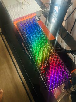 RK ROYAL KLUDGE Typewriter-Style Mechanical Gaming Keyboard with Foldable Wrist Rest and True RGB Backlighting