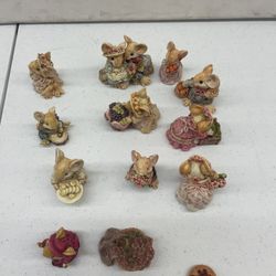 Vintage Little Cheeses Figurines Lot (13 Pieces) – Hand Painted Mice Collectibles – Excellent Condition