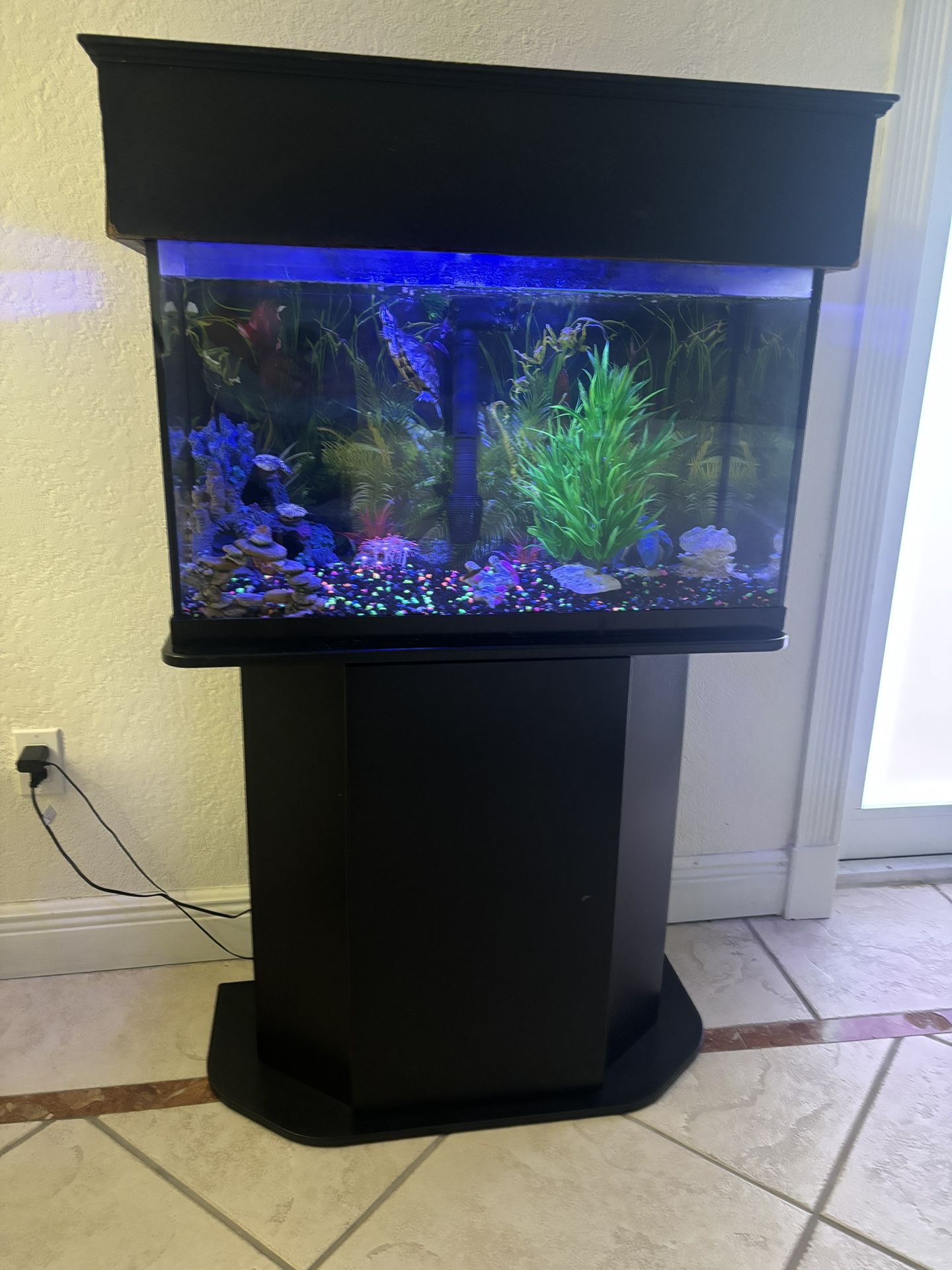 Pecera De 30 Galones Todo Incluido El Mueble Es Nuevo. 🐟🐠🐟🐠🐟🐠30 Gallon Fish Tank Everything Included.