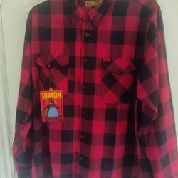 Dixxon Shirt Mens 2XL XXL Red Black Plaid Button Up Redrum Flannel Buffalo NWT
