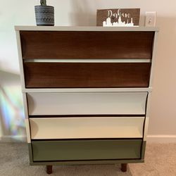 MCM Tall Boy Dresser Solid Wood Dresser 5 Drawer Dresser 