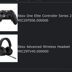 Xbox Elite Controller And Wireless Headset 