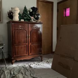 Beautiful Dark Cherry T V Armoire  With Queen Anne Legs