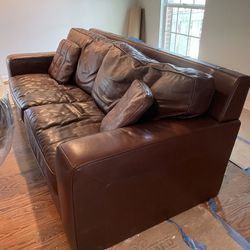 Traditional Leather Couch And Armchair 